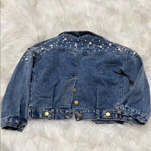 Denim Jacket with Pearl Embellishments B4